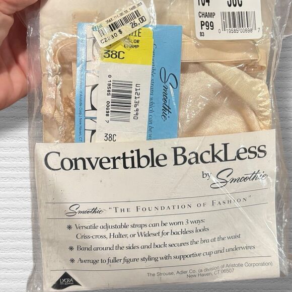 Vintage Smoothie Convertible Backless Bra 38C Style 164 Champ NWT Halter NOS - Picture 2 of 8